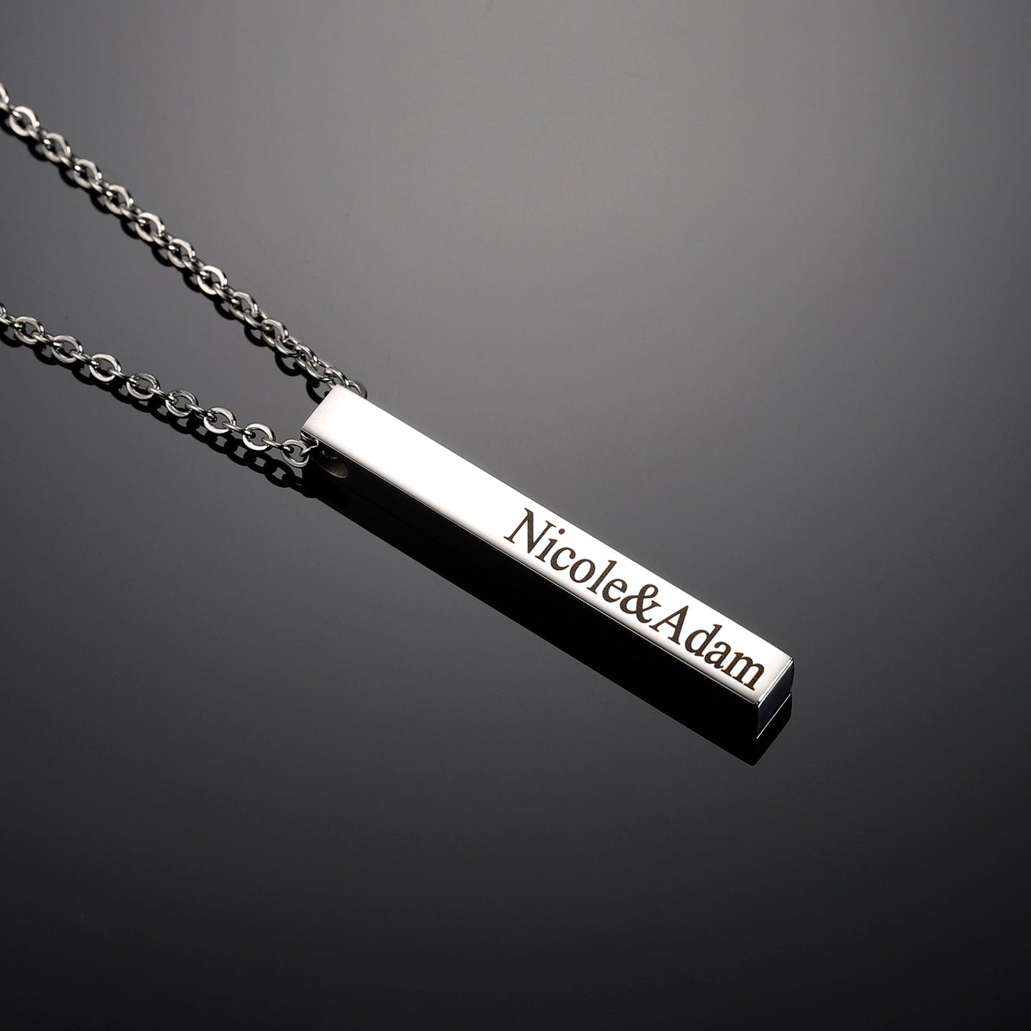 Engraved 3D Bar Necklace