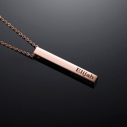 Engraved 3D Bar Necklace