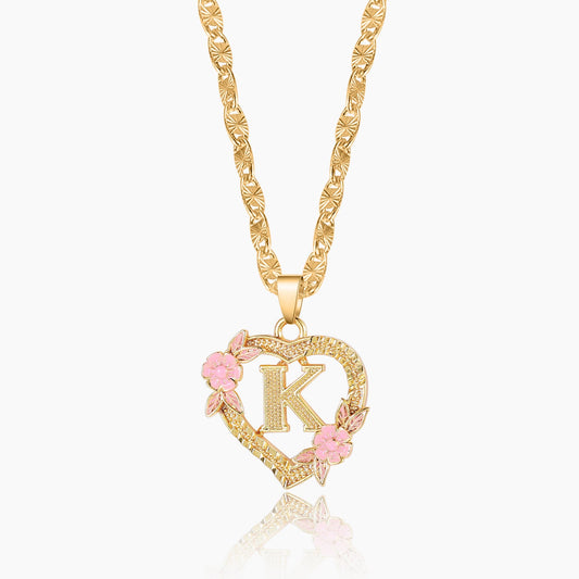 Flower Initial Necklace w/ Clip Chain