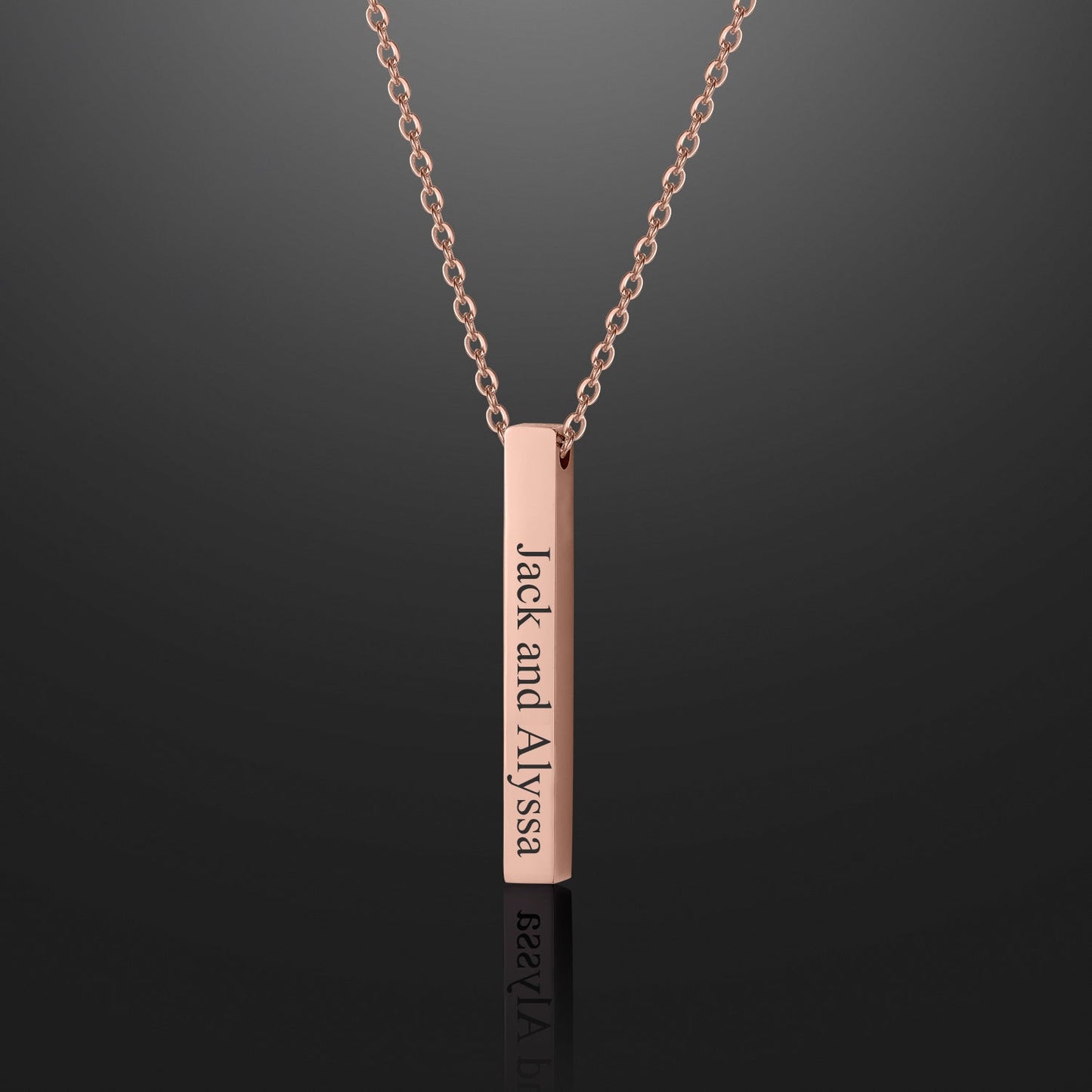 Engraved 3D Bar Necklace