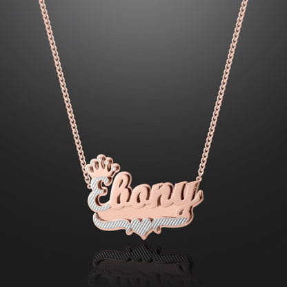 Double Plated Royal Name Necklace w/ Cuban Chain