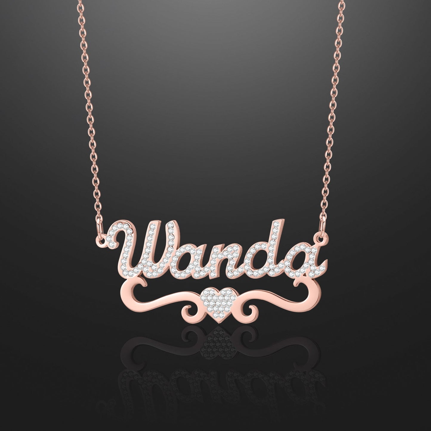 Kids Iced Heart Name Necklace