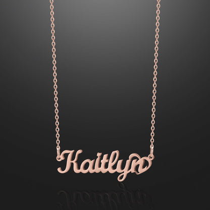 Crescent Heart Name Necklace