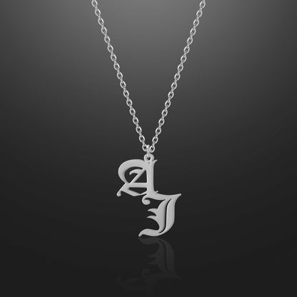 Gothic Two Letter Necklace