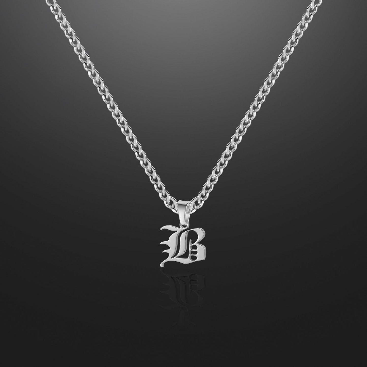 Kids Gothic Letter Necklace w/ Cuban Chain