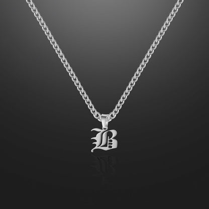 Kids Gothic Letter Necklace w/ Cuban Chain