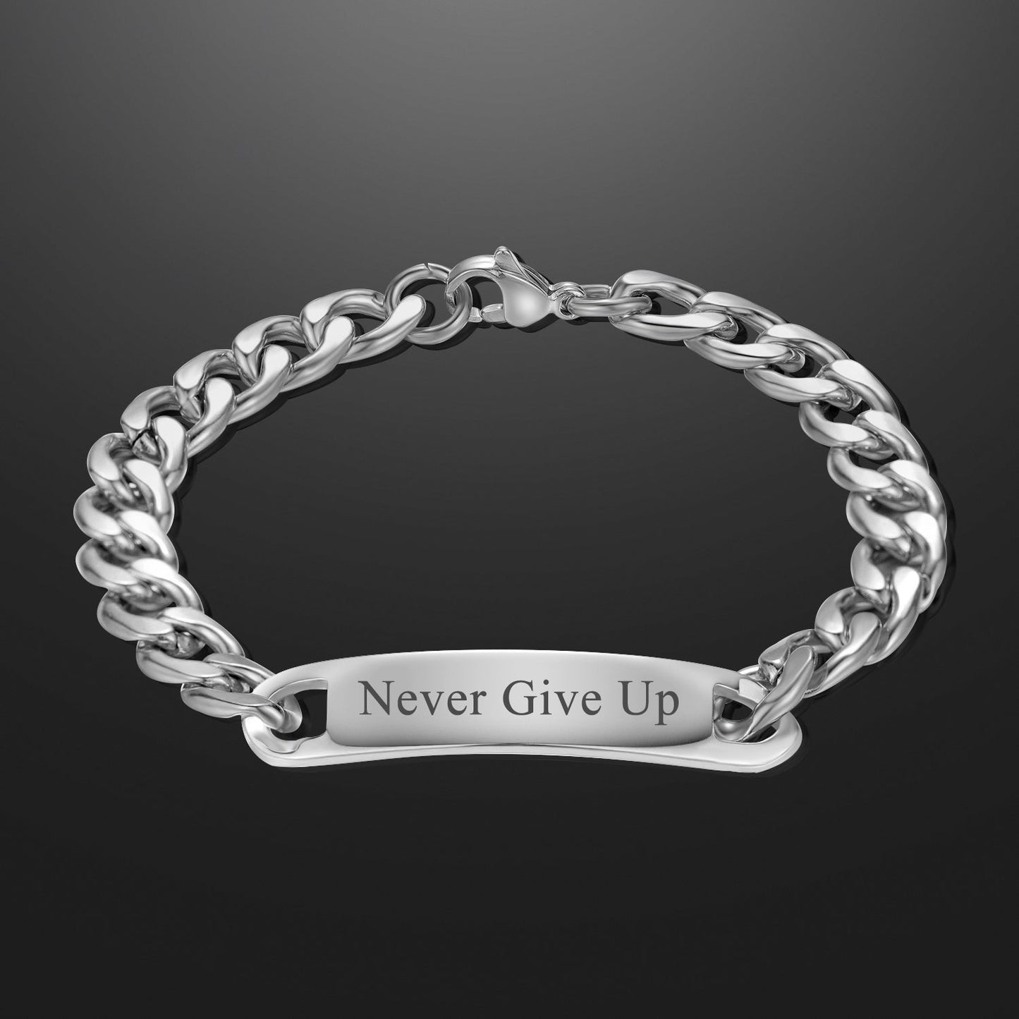 Engraved Bar Cuban Link Bracelet