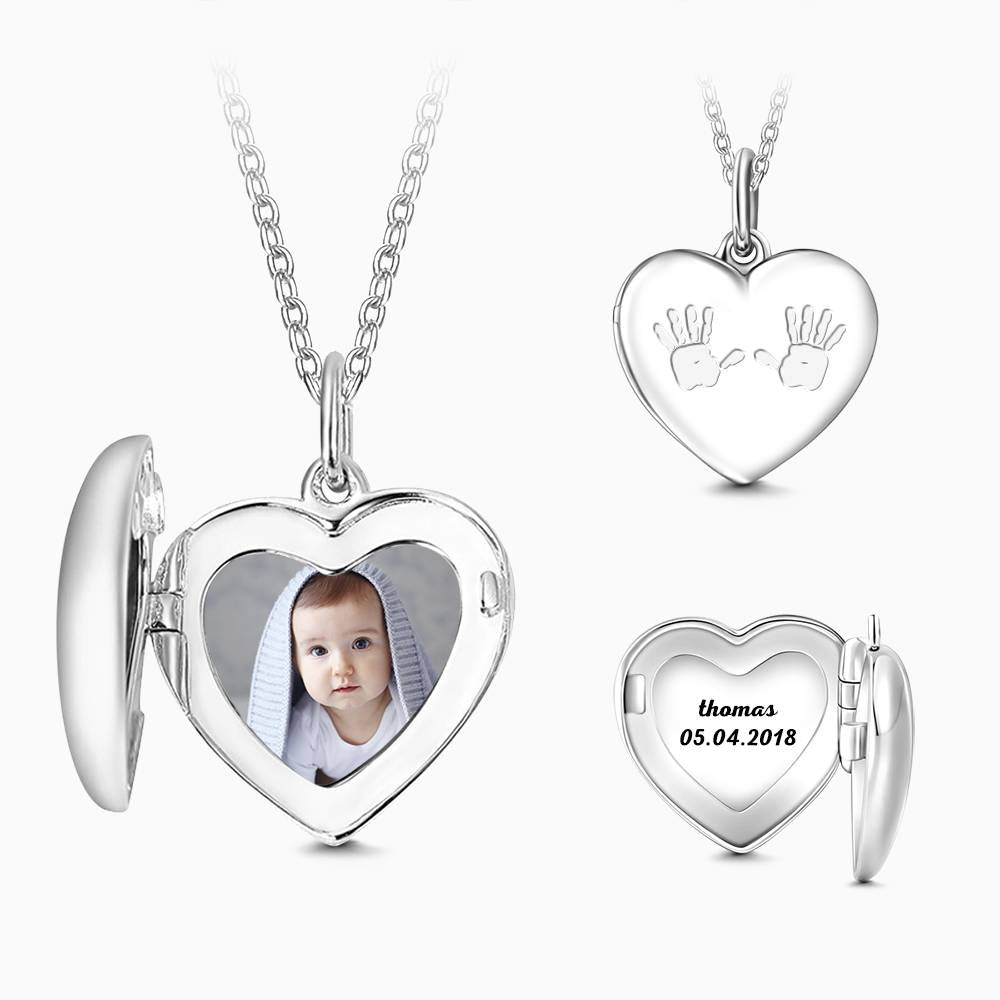 Custom Heart Engraved Photo Necklace Mother's Necklace