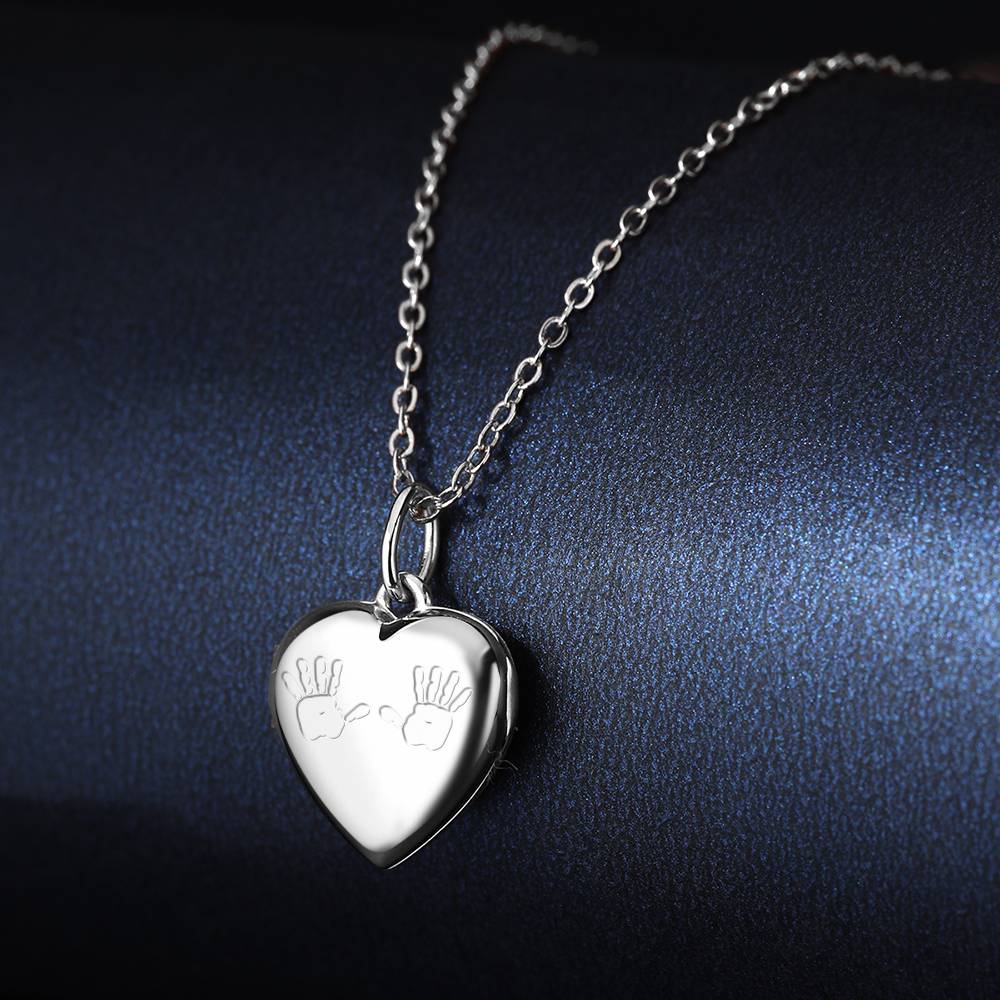 Custom Heart Engraved Photo Necklace Mother's Necklace