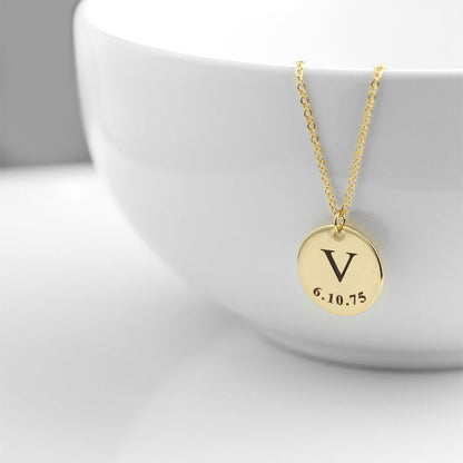 Initial Date Charm Necklace