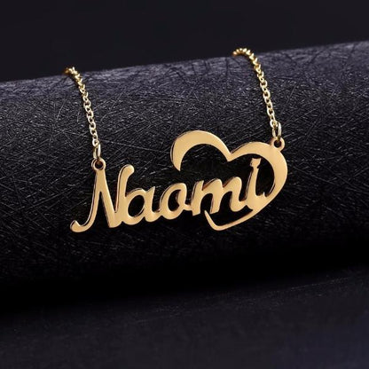 Crescent Heart Name Necklace